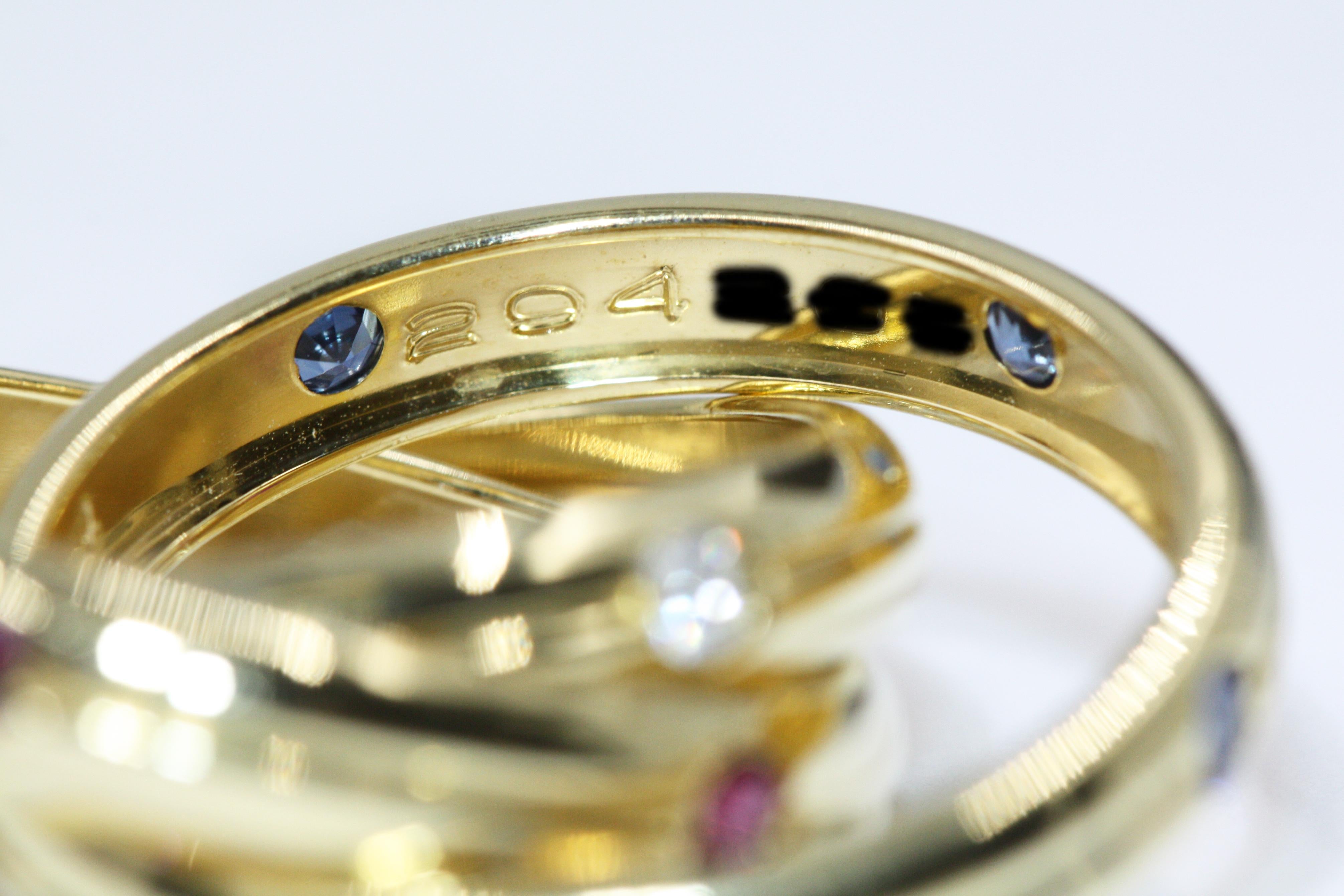 Cartier Yellow Gold Sapphire Diamond Trinity Ring 3