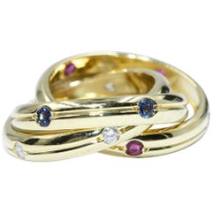 Cartier Yellow Gold Sapphire Diamond Trinity Ring