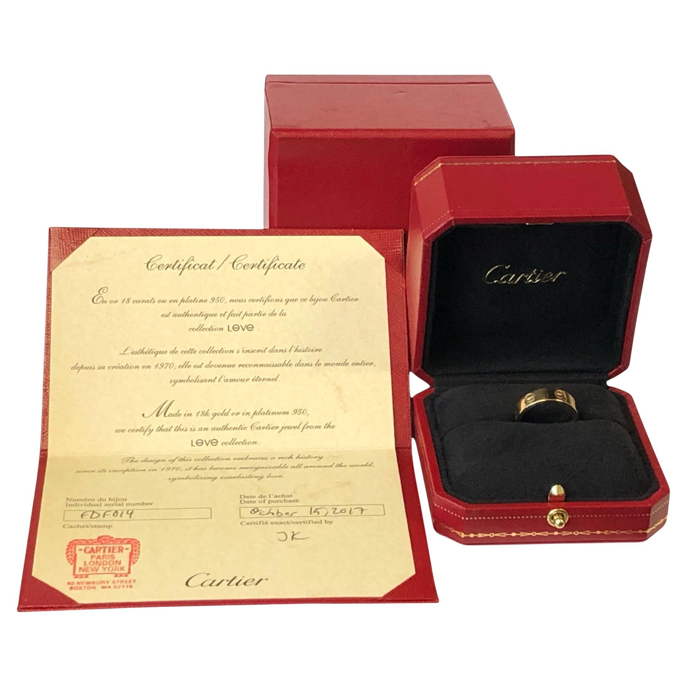 Anillo de amor Cartier de oro amarillo talla (55) 71/2