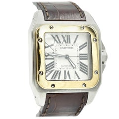 Cartier Yellow Gold Stainless Steel Santos 100 automatic Wristwatch Ref 2656
