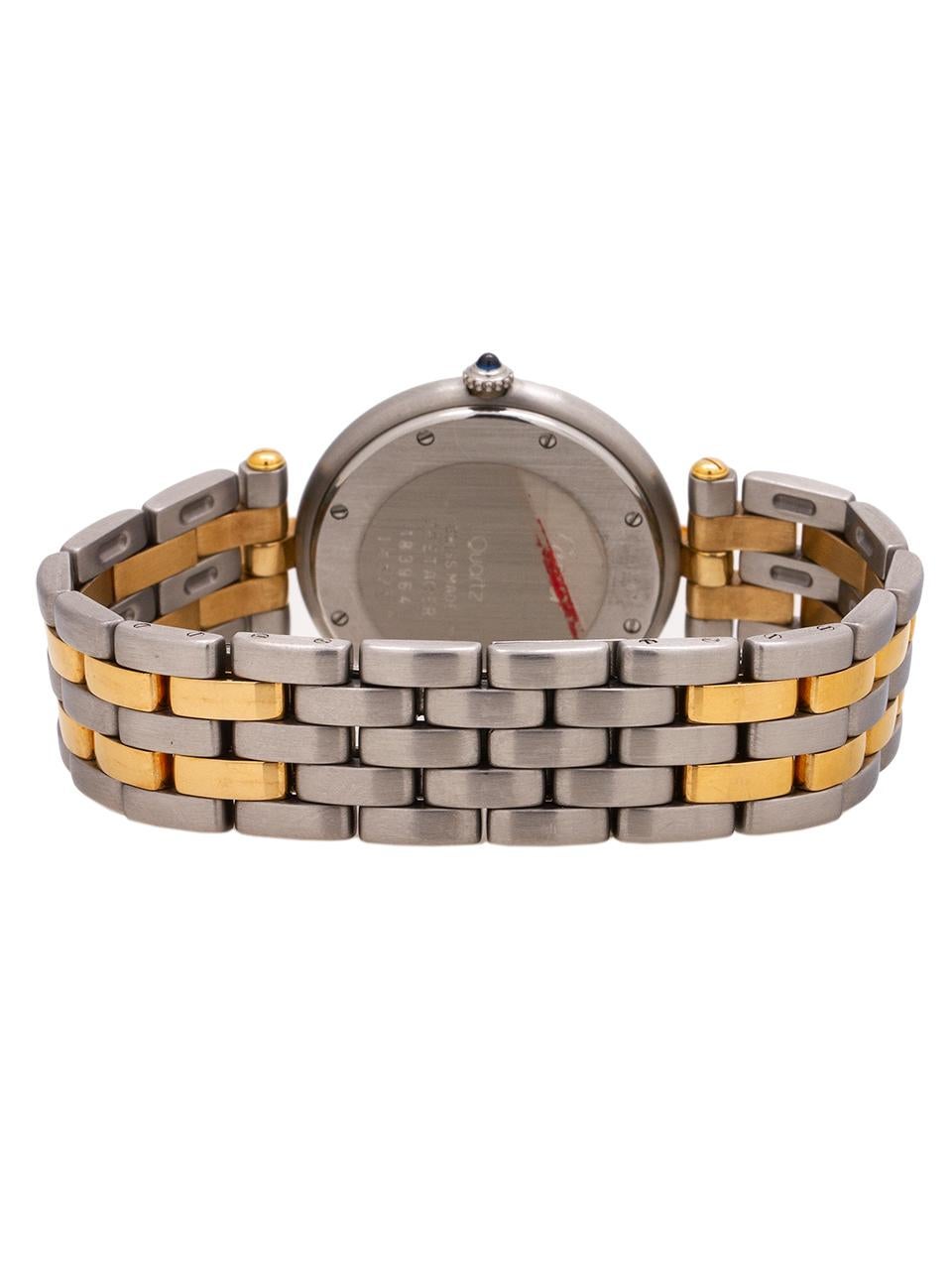 Women's or Men's Cartier yellow gold stainless steel Vendome Panther quartz Wristwatch, c 2000s