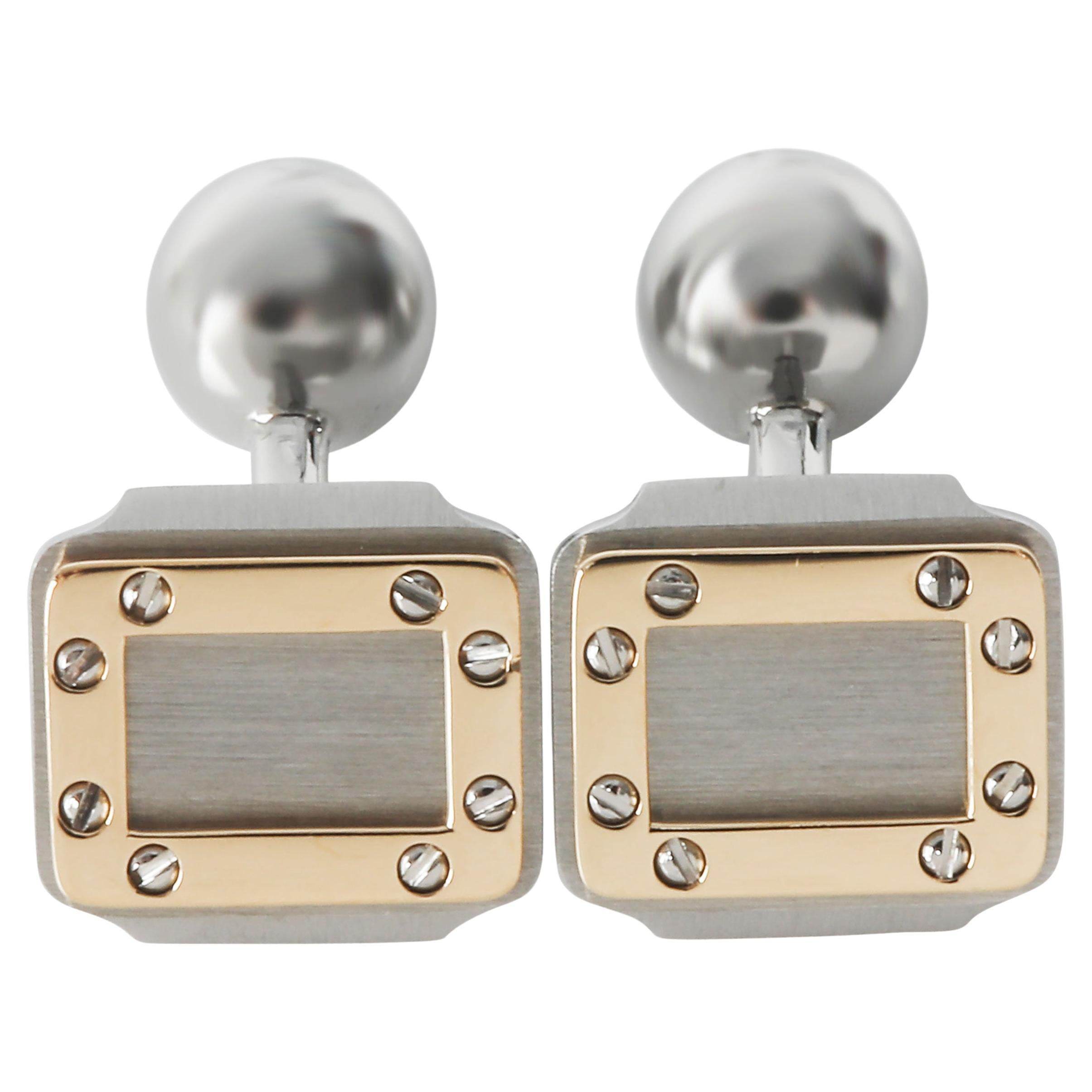 Cartier Gelbgold
Stahl Vintage Santos Dumont Manschettenknöpfe