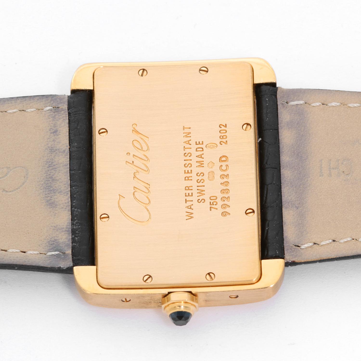 Cartier Yellow Gold Tank Divan Quartz Wristwatch Ref W6300556 In Excellent Condition In Dallas, TX