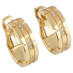 Cartier Yellow Gold Tank Francaise Diamond Hoop Earrings