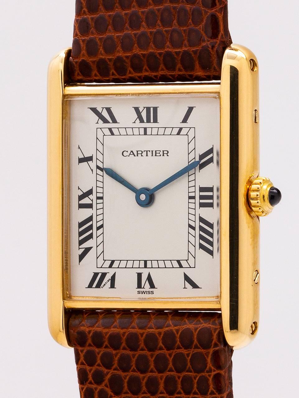 Cartier Yellow Gold Tank Louis quartz Wristwatch, circa 1990s In Excellent Condition In West Hollywood, CA