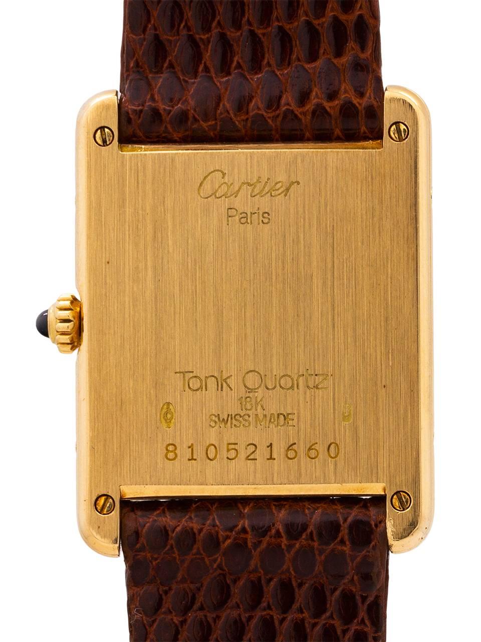 Cartier yellow Gold Tank Louis quartz wristwatch, circa 1990s In Excellent Condition In West Hollywood, CA