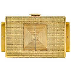 Cartier Yellow Gold Traveling Shutter Mechanical wind Watch Clock