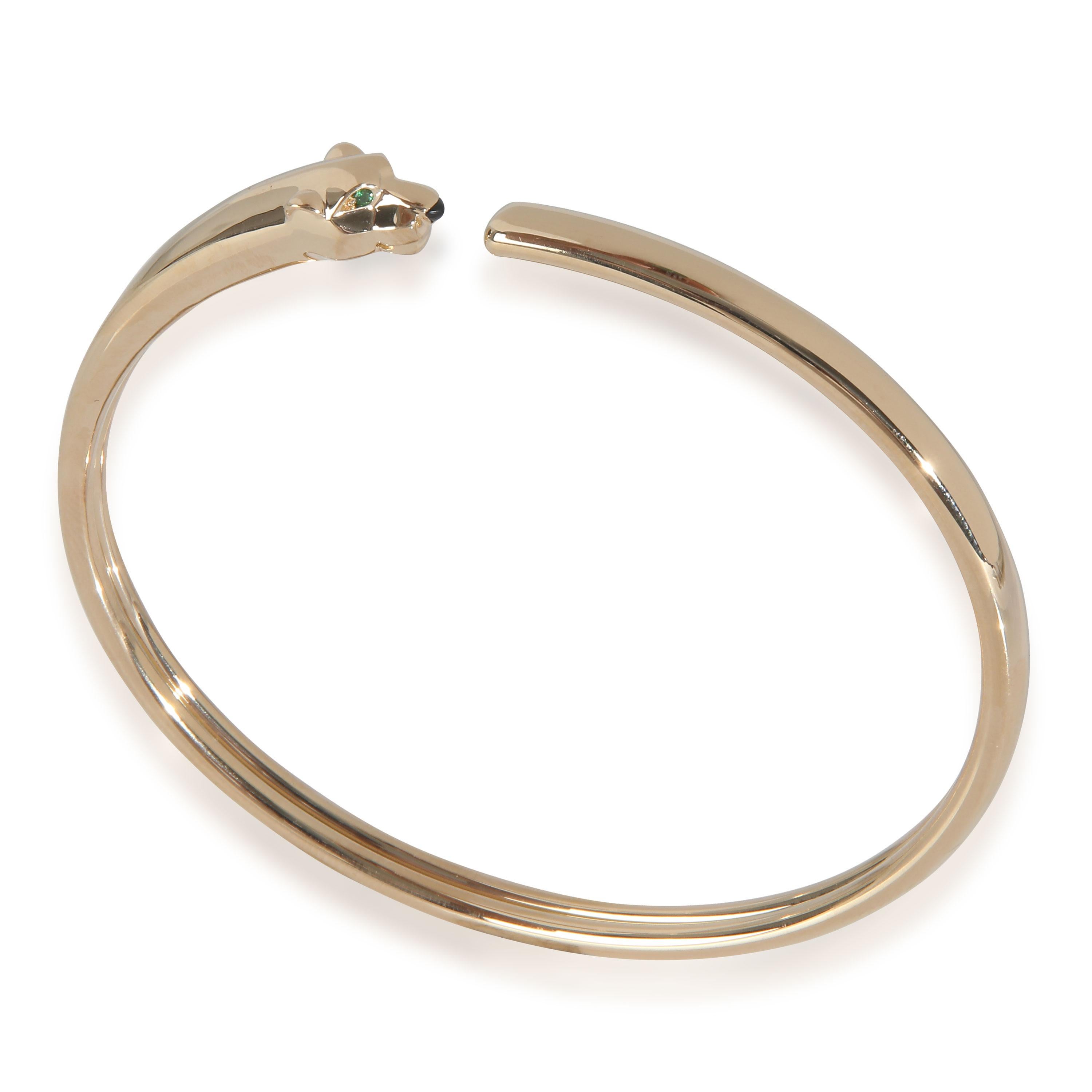 Cartier Gelbgold Tsavorit und Onyx kleines Modell Panthere de Cartier Armband im Zustand „Hervorragend“ im Angebot in New York, NY