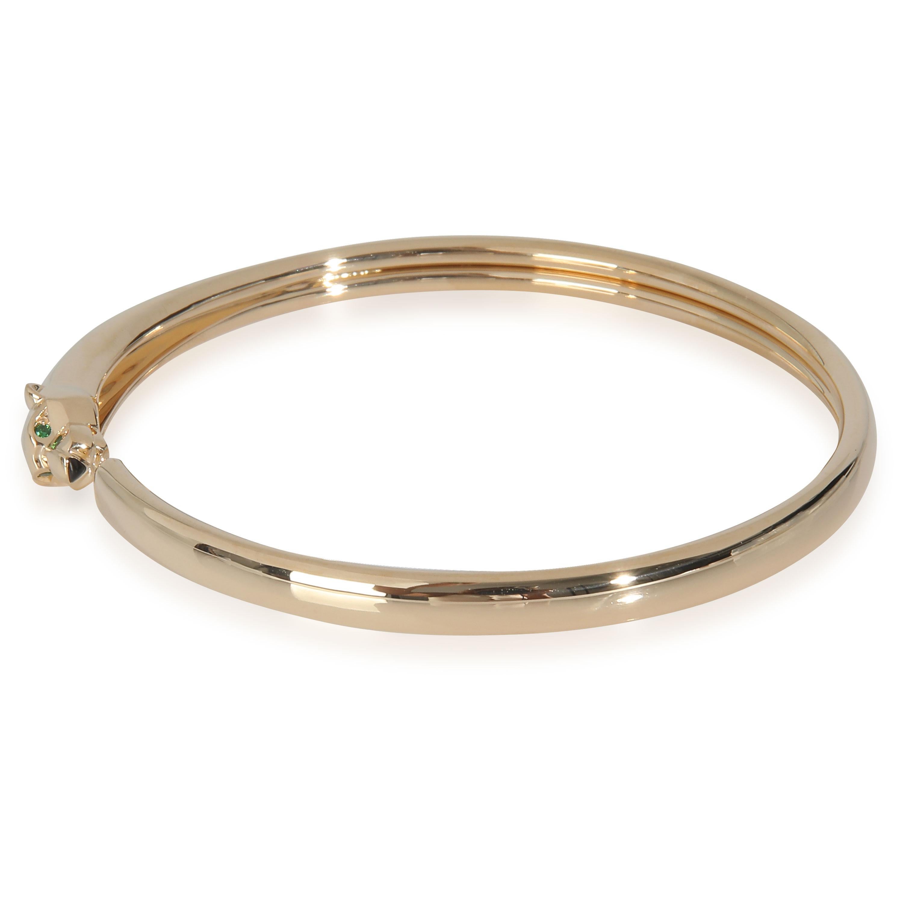 Cartier Gelbgold Tsavorit und Onyx kleines Modell Panthere de Cartier Armband Herren im Angebot