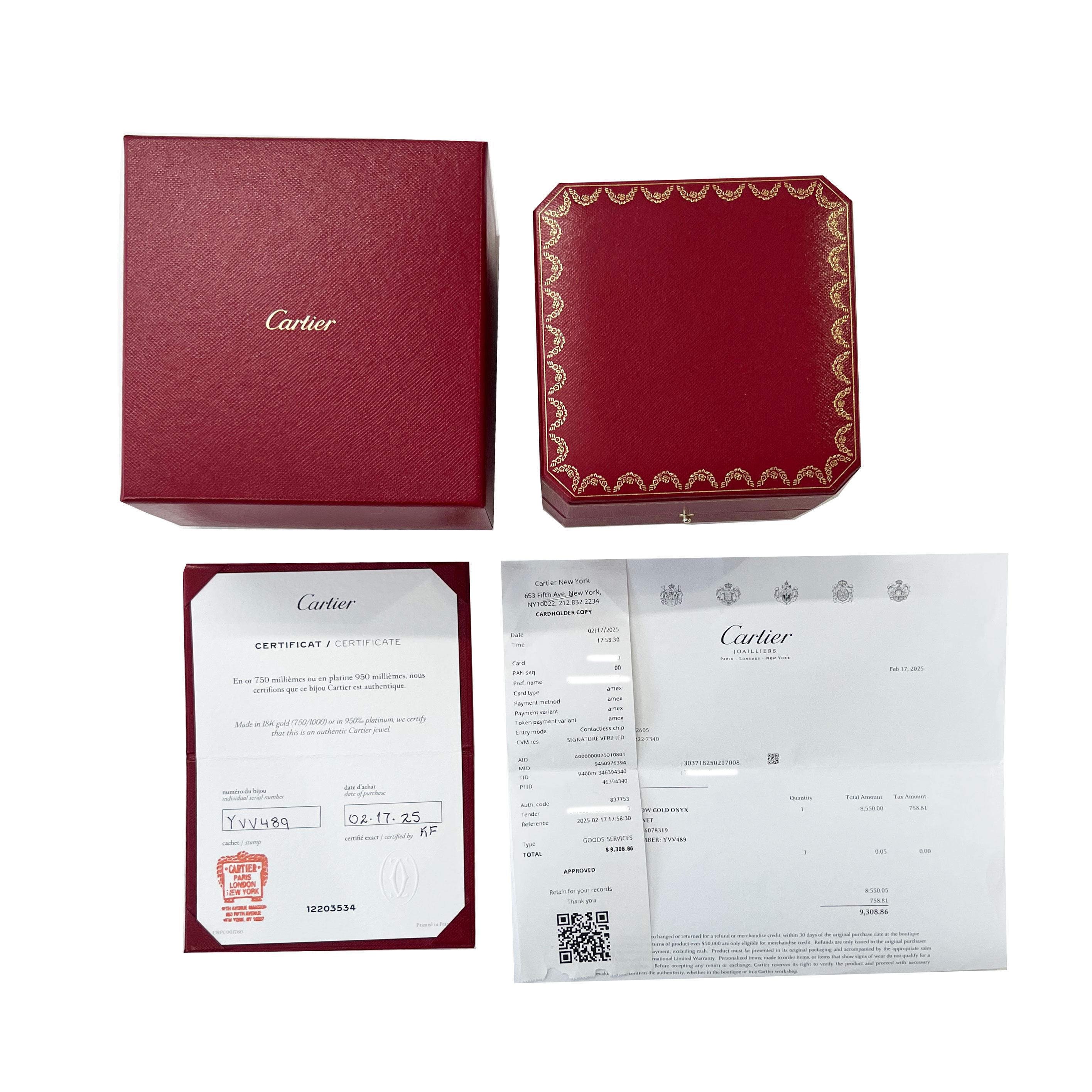 Cartier Gelbgold Tsavorit und Onyx kleines Modell Panthere de Cartier Armband im Angebot 1