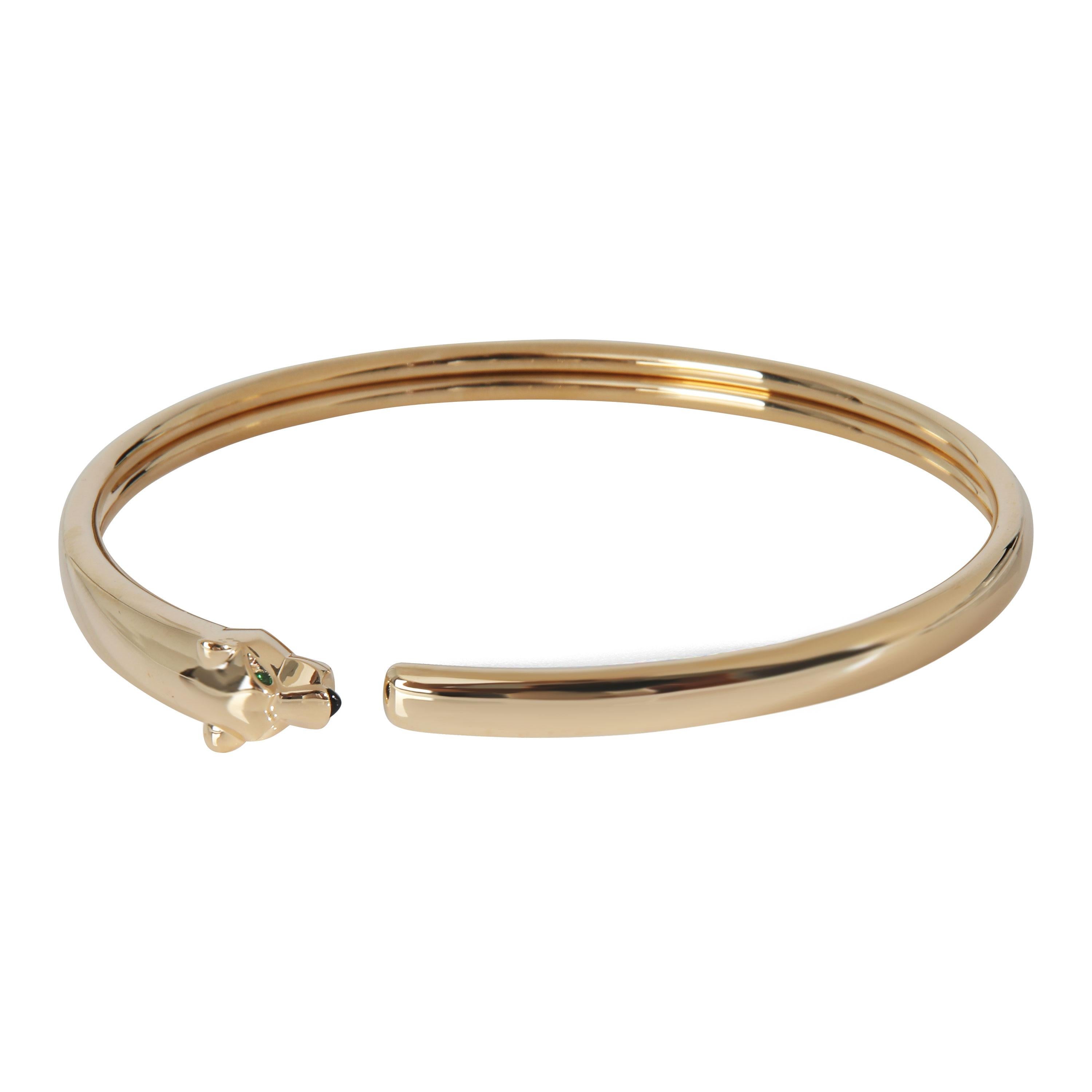 Cartier Gelbgold Tsavorit und Onyx kleines Modell Panthere de Cartier Armband im Angebot