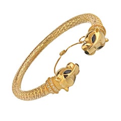 Cartier Gelbgold Vintage Doppelkopf Panthere mit Onyx und Diamanten Armband