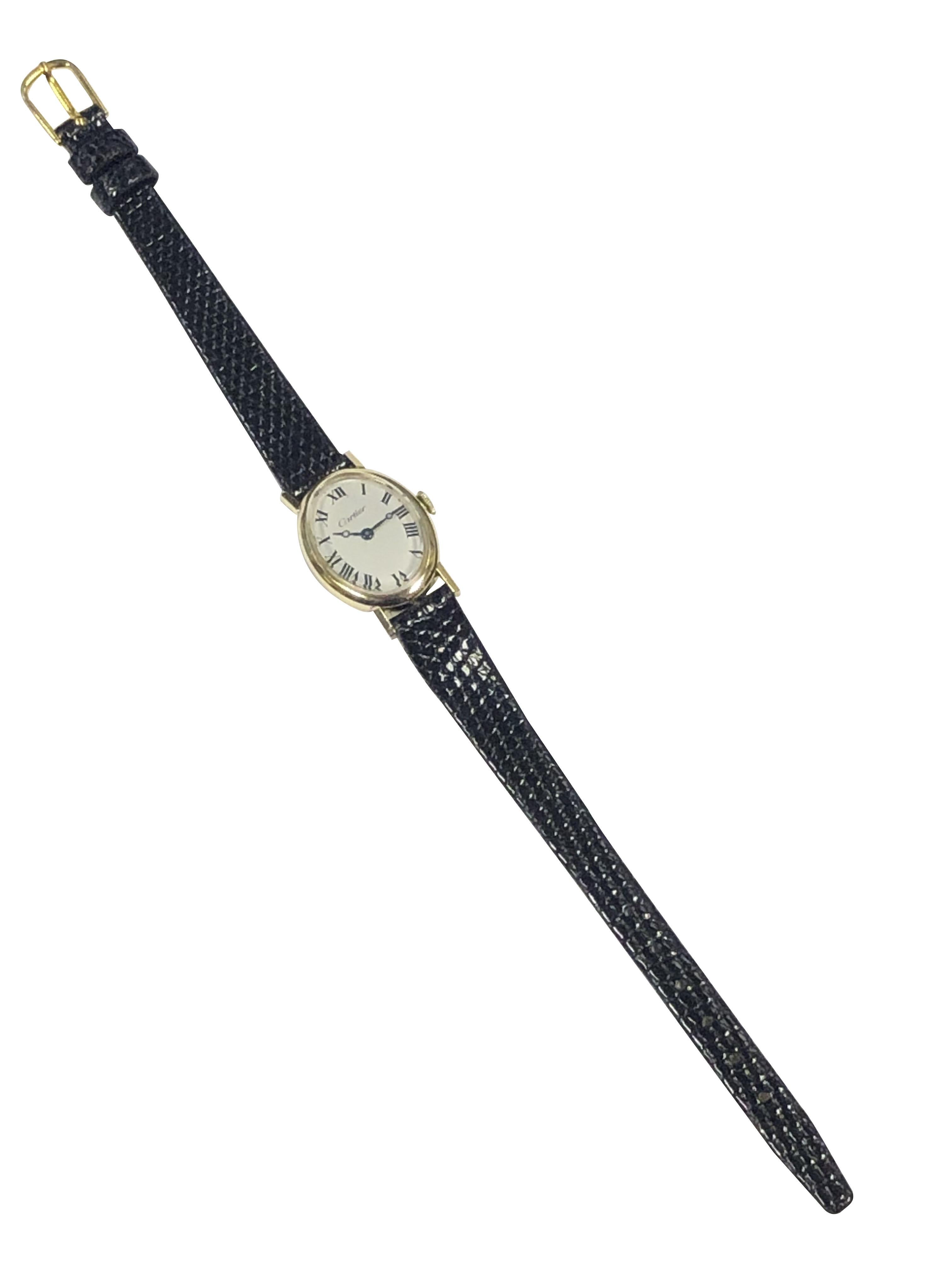 Cartier Gelbgold Vintage Damen Mechanische Armbanduhr 1