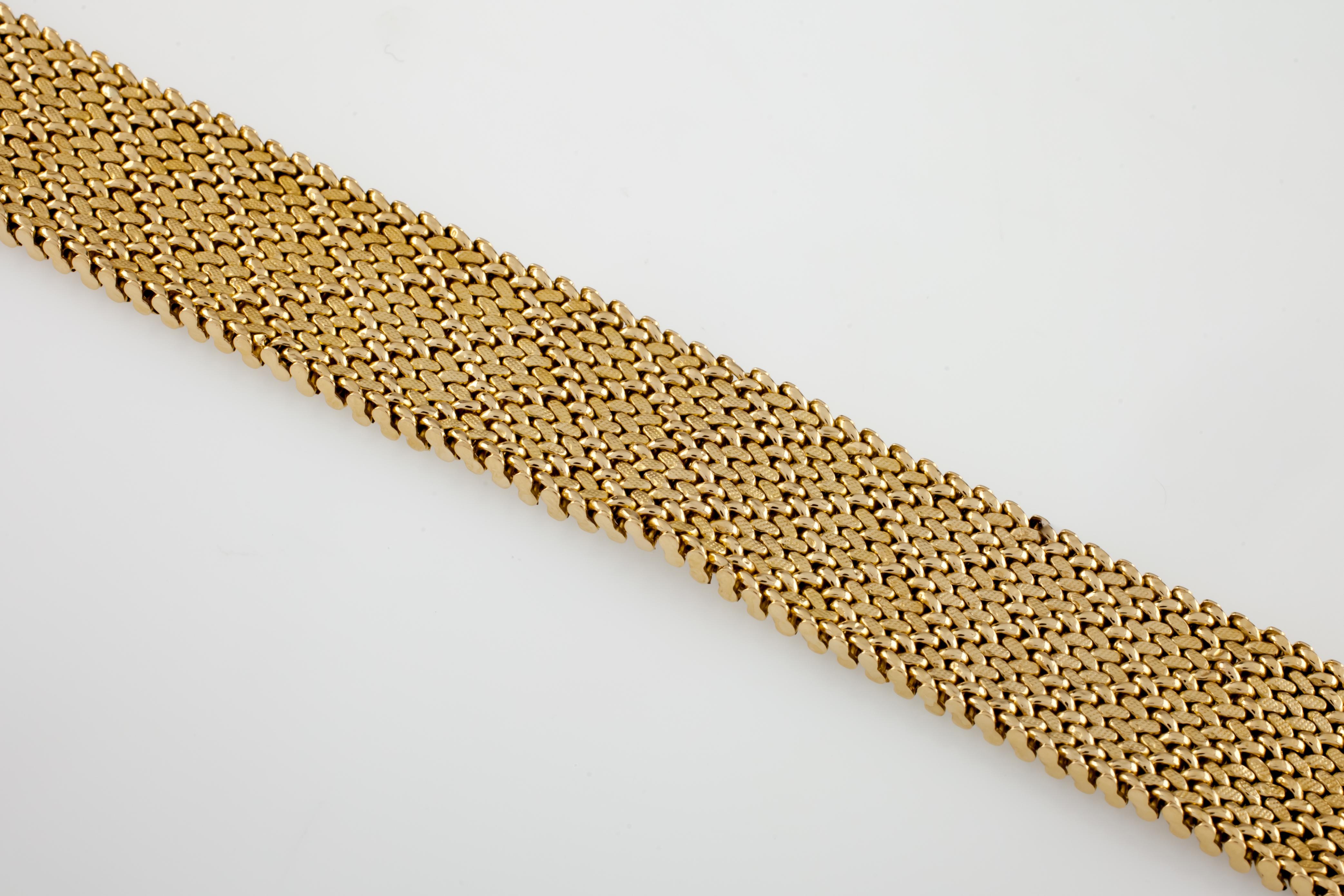 Cartier Gelbgold Vintage Mesh-Armband mit Harlekin-Diamant-Muster (Moderne) im Angebot