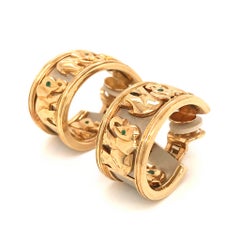 Cartier Yellow Gold Walking Elephant Vintage Hoop Earrings