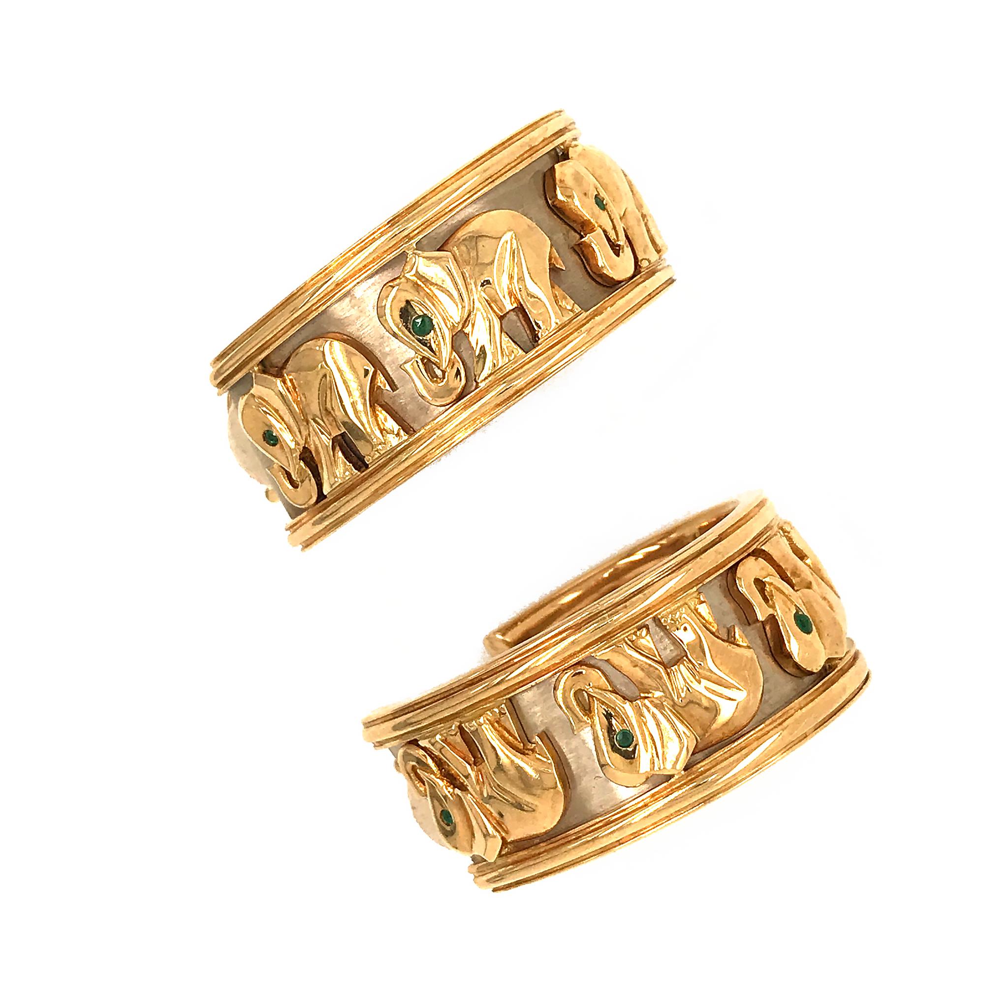 Cartier Yellow Gold Walking Elephant Vintage Hoop Earrings 1