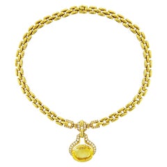 Cartier Yellow Sapphire Diamond Gold Link Necklace