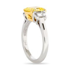 Cartier Yellow Square Emerald Cut Diamond 3 Stone Ring in PLAT/18K Yellow Gold