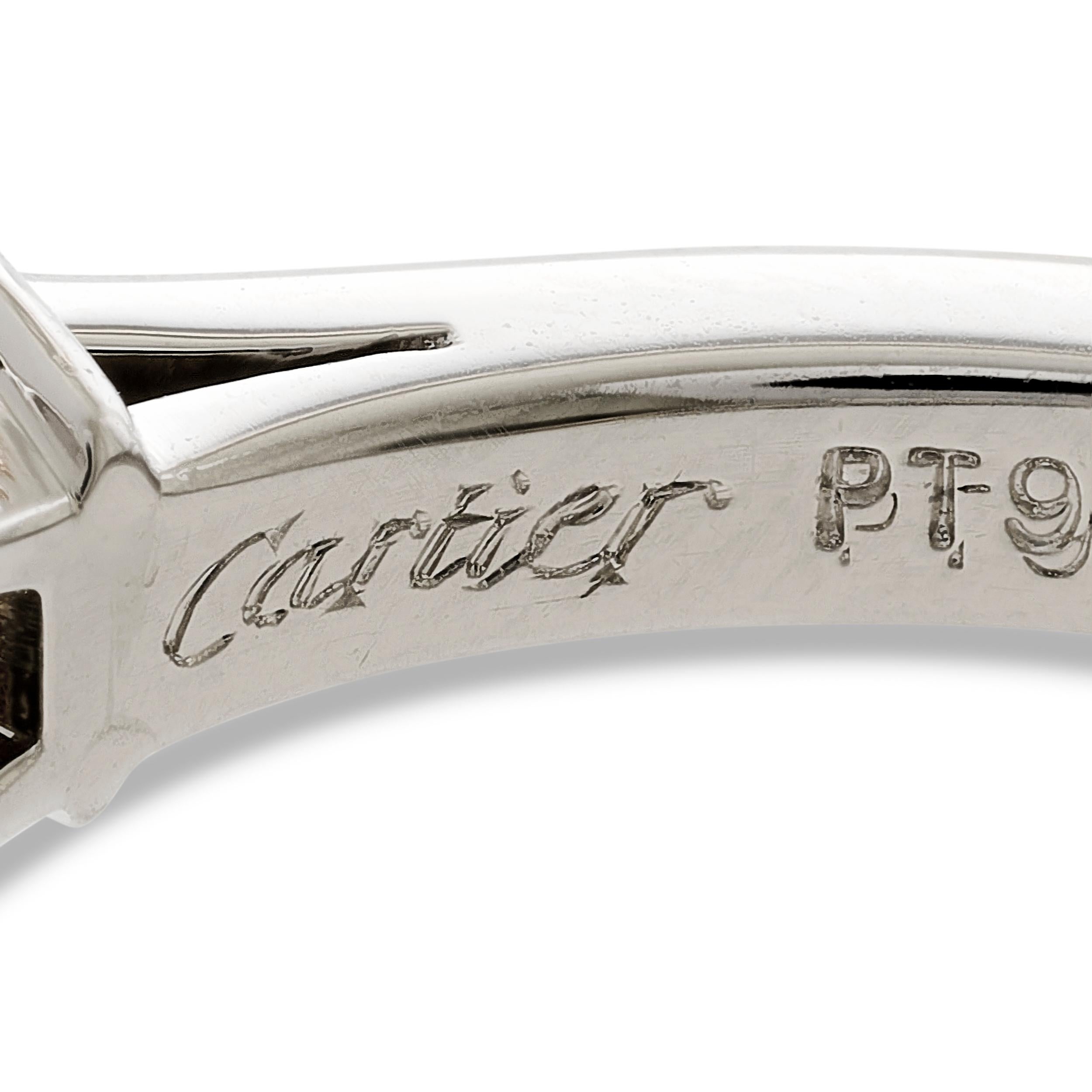 Cartier Gelber quadratischer Diamantring mit 3 Steinen im Smaragdschliff in Platin/18K Gelbgold Damen im Angebot