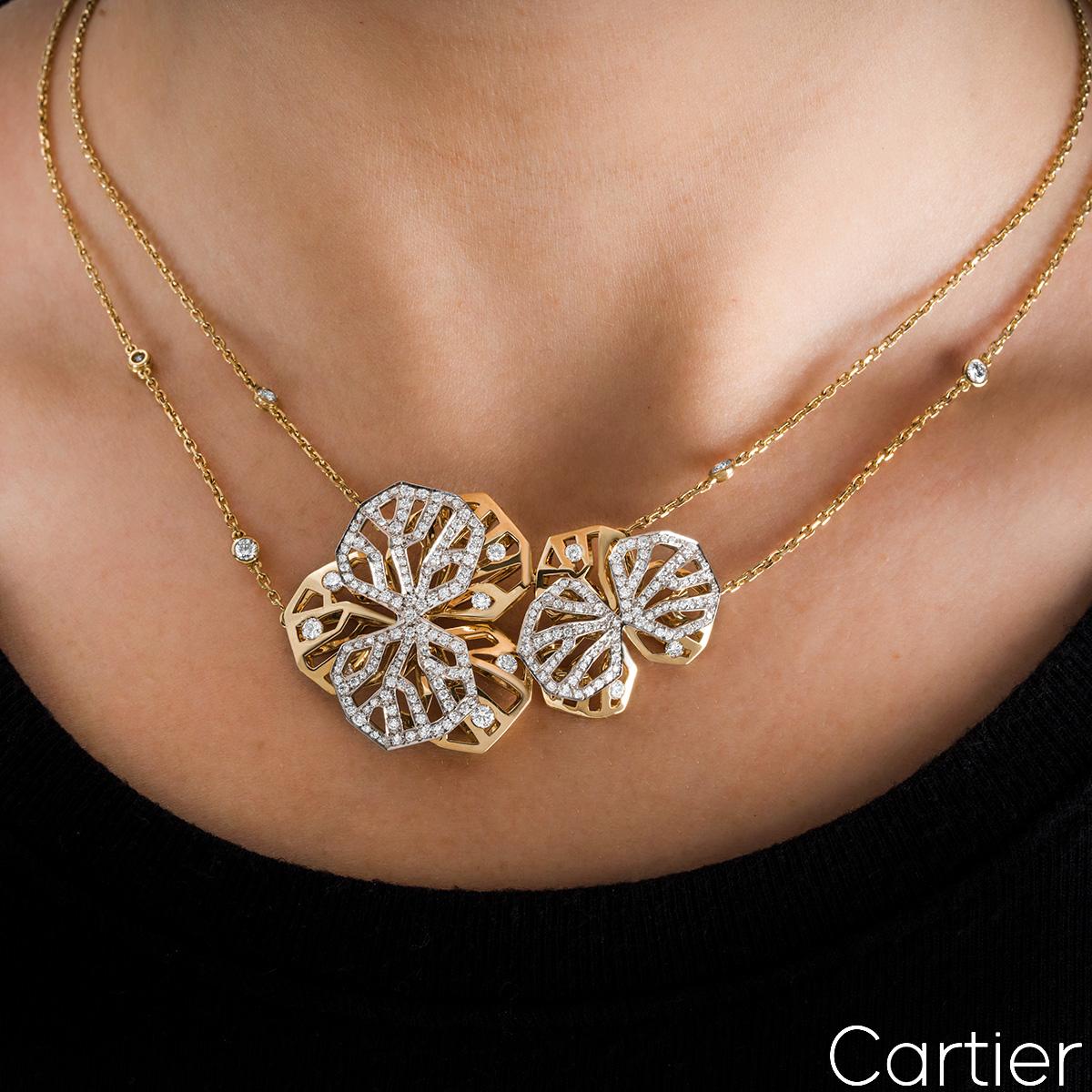 Cartier Yellow & White Gold Diamond Caresse D’orchidées Necklace 2
