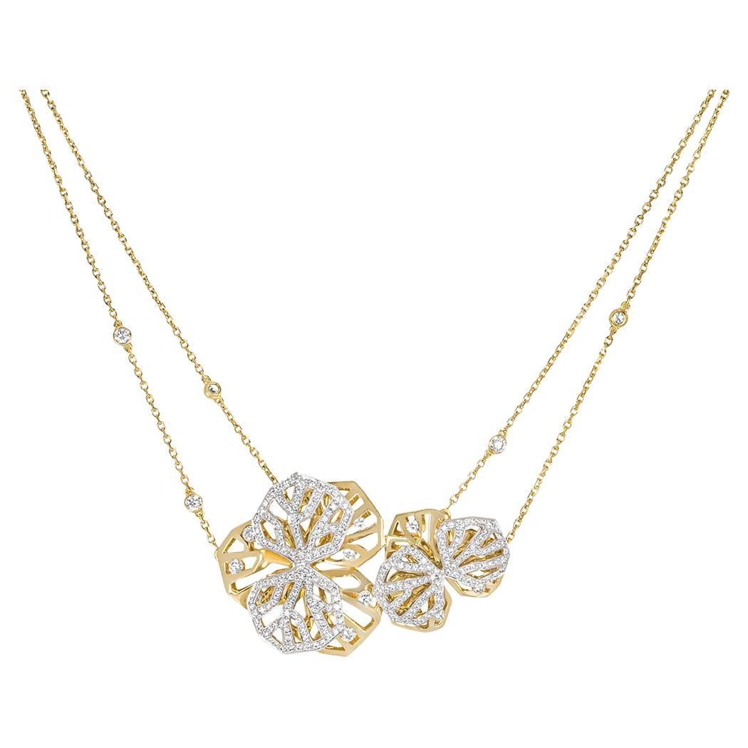 Cartier Gelb- und Weißgold Diamant-Caresse d'Orchidées Halskette