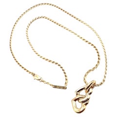 Cartier Yellow White Gold Double Heart Pendant Chain Necklace