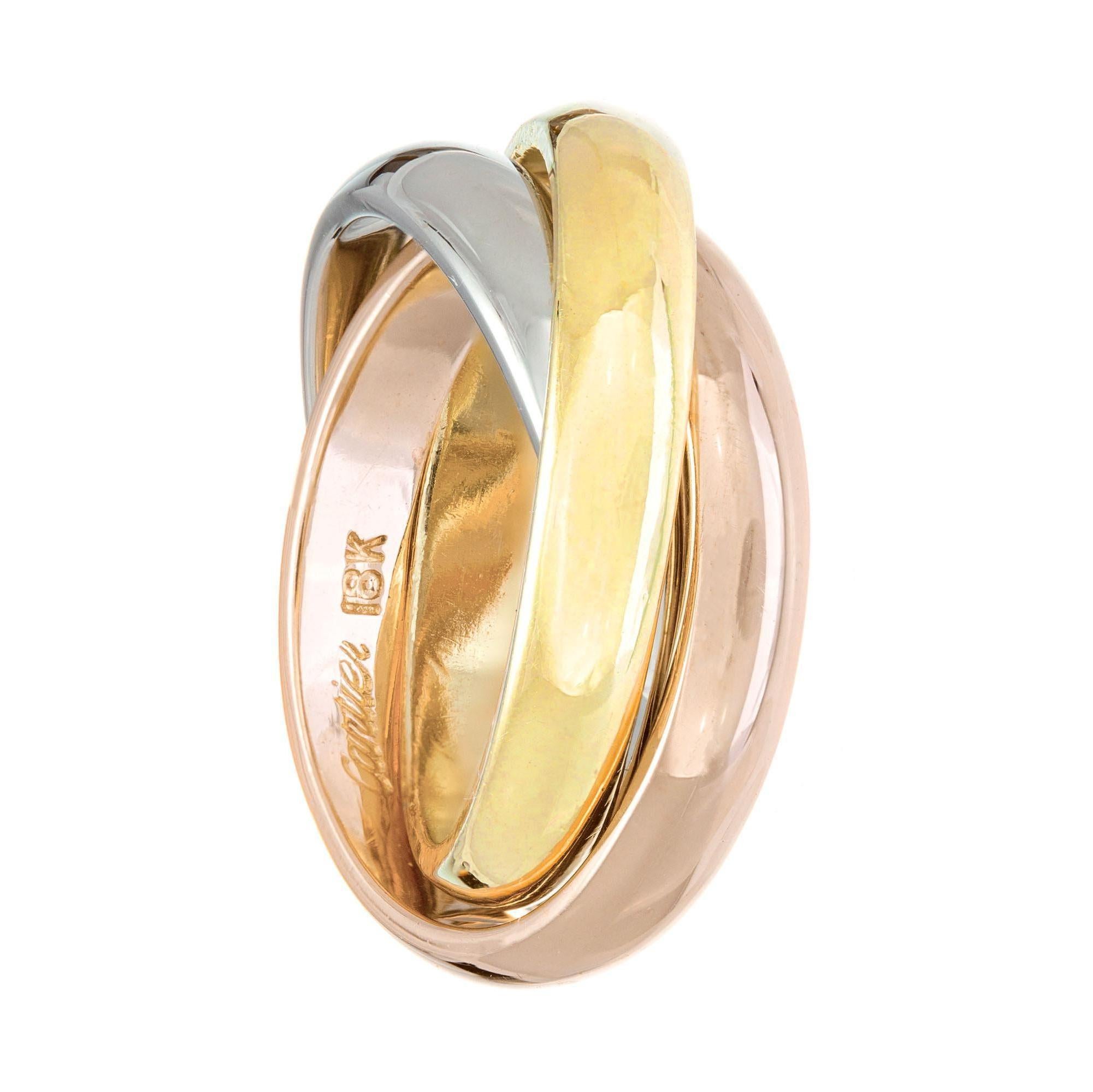 Cartier Yellow White Rose Gold Tri-Color Trinity Ring 1