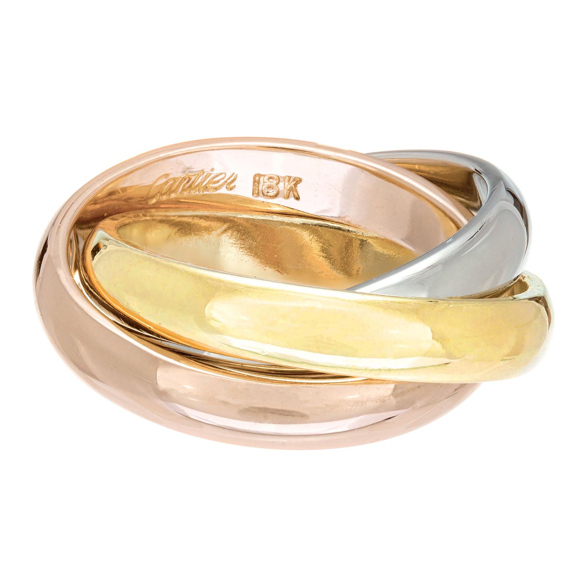 Cartier Yellow White Rose Gold Tri-Color Trinity Ring