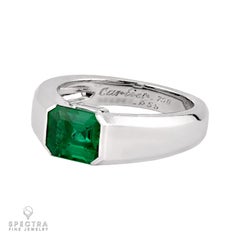 Cartier Zambian Emerald Diamond Ring in 18K White Gold