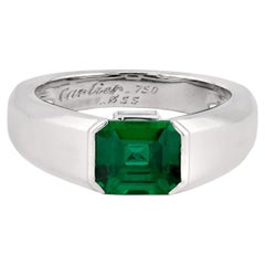 Cartier Zambian Emerald & Diamond Ring in 18K White Gold