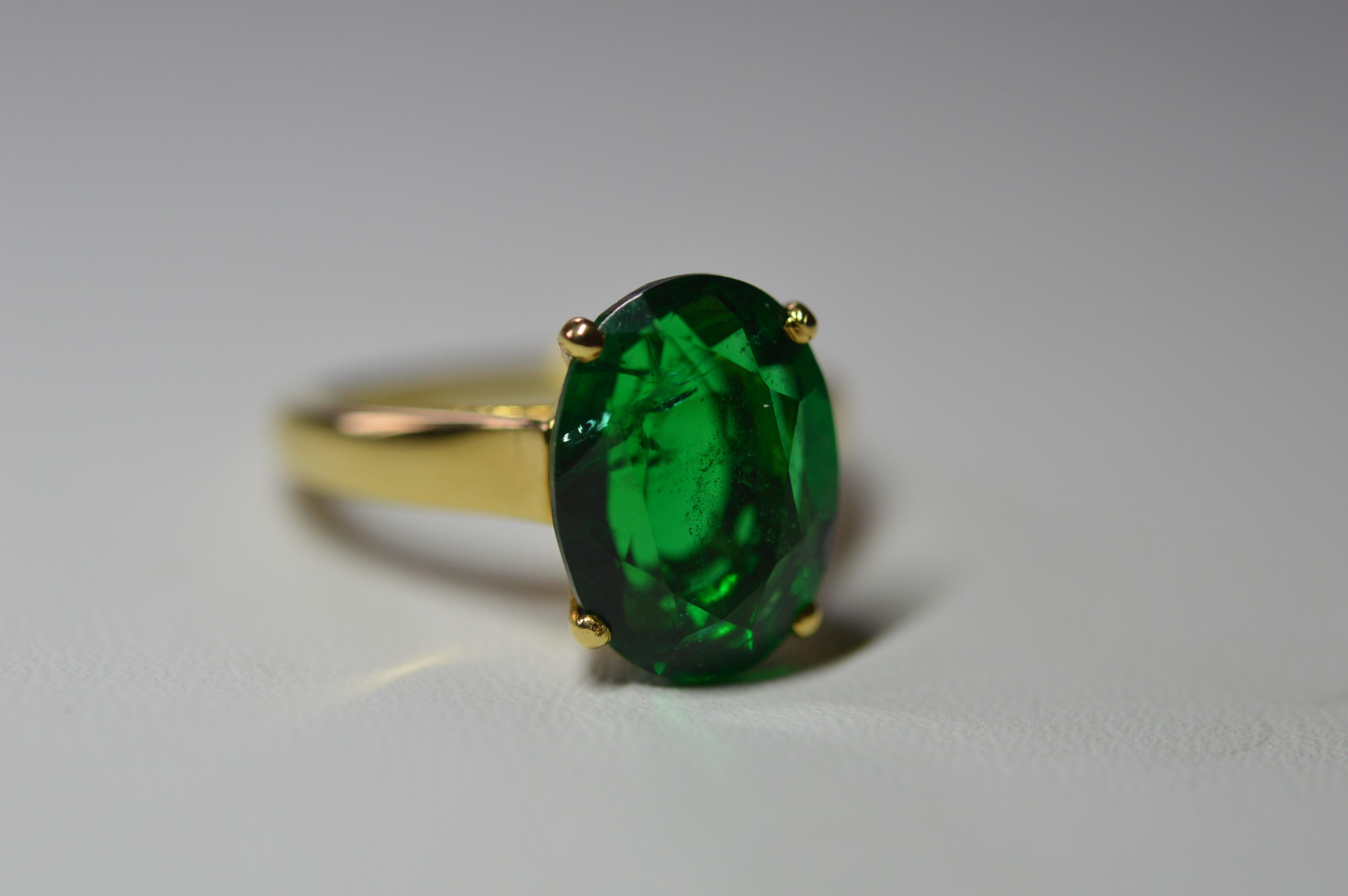 Cartier Zambian Ring 4.99 Carats Oval Emerald Insignificant GRS Certified Unworn For Sale 3