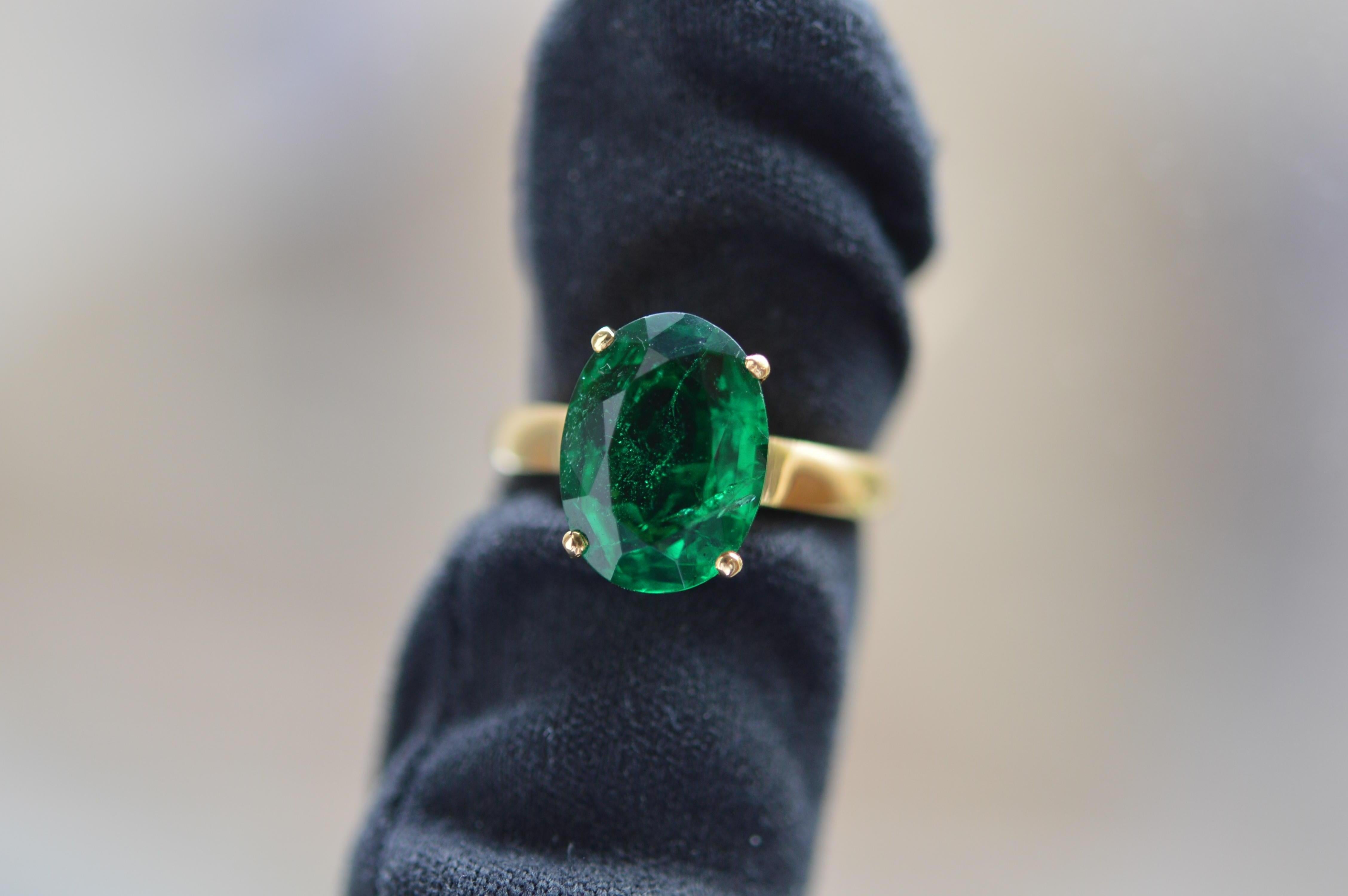 Women's Cartier Zambian Ring 4.99 Carats Oval Emerald Insignificant GRS Certified Unworn For Sale