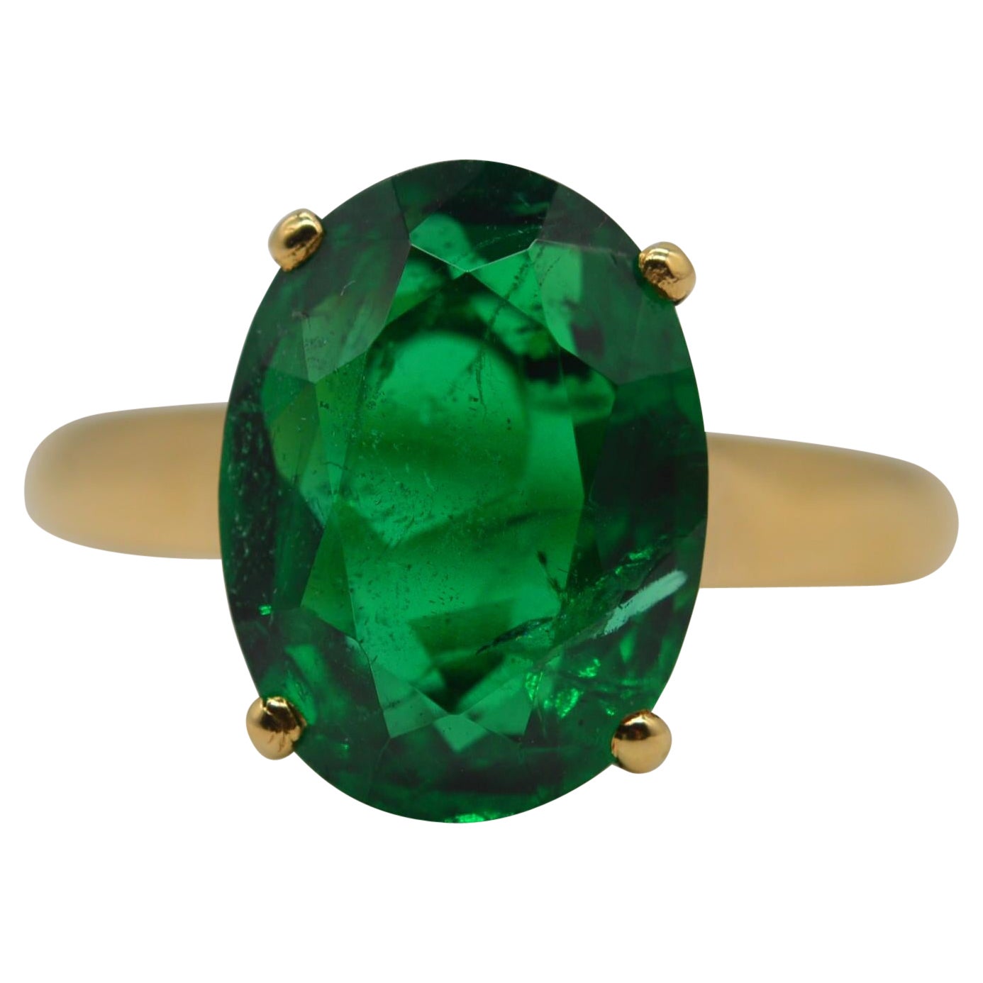 Cartier Zambian Ring 4,99 Karat ovaler Smaragd unbedeutender GRS-zertifiziert Ungetragen im Angebot