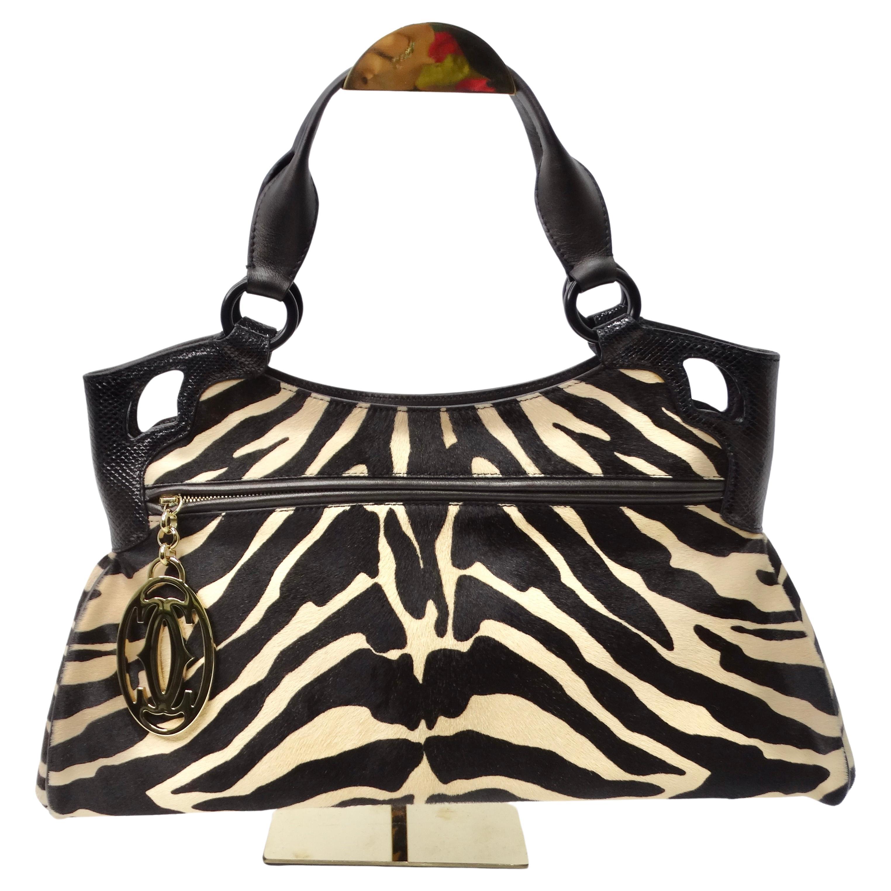 Cartier Zebra Print Pony Hair 90s Shoulder Bag