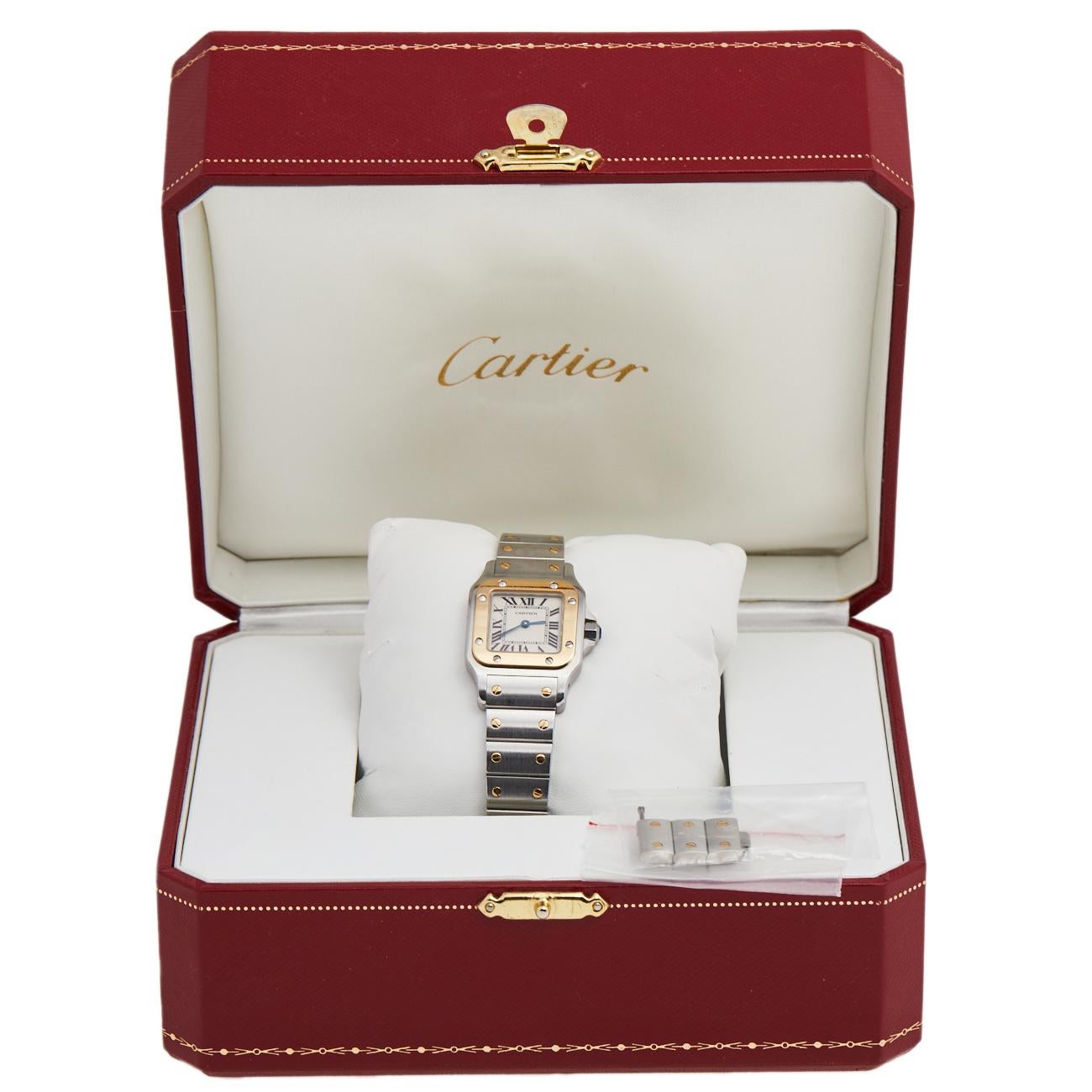 Cartier18K Yellow Gold Stainless Steel Santos Women's Wristwatch 24 mm 2