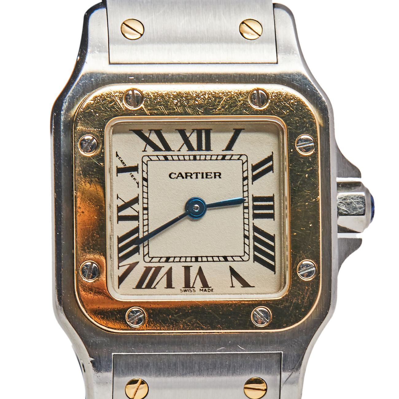 Cartier18K Yellow Gold Stainless Steel Santos Women's Wristwatch 24 mm 4