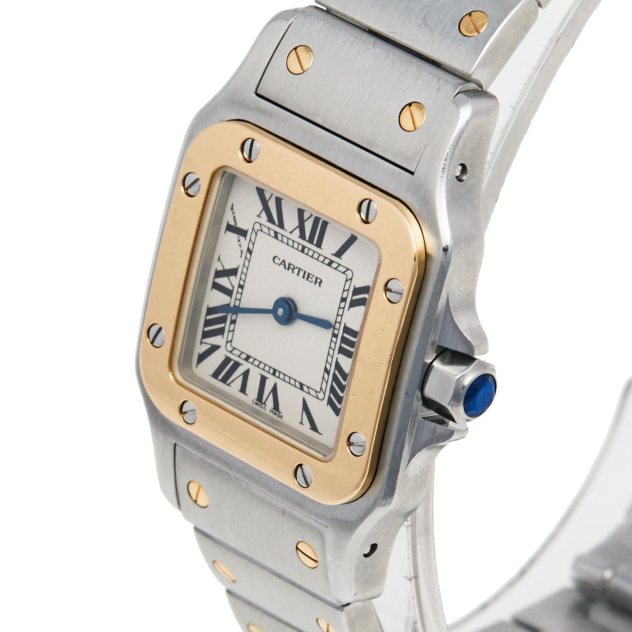 Cartier18K Yellow Gold Stainless Steel Santos Women's Wristwatch 24 mm 5