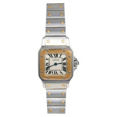 Cartier18K Yellow Gold Stainless Steel Santos Women's Wristwatch 24 mm