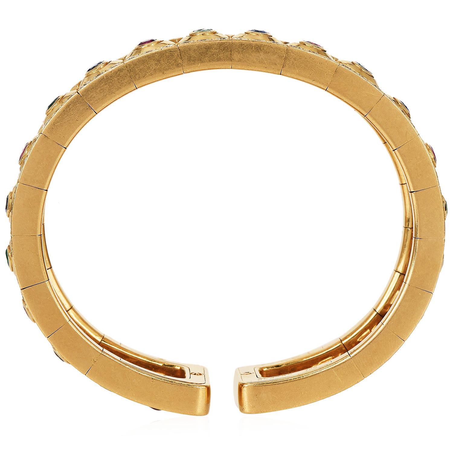 Cartier Tanjore Diamond Gemstone 18K  French Bangle Bracelet In Excellent Condition For Sale In Miami, FL
