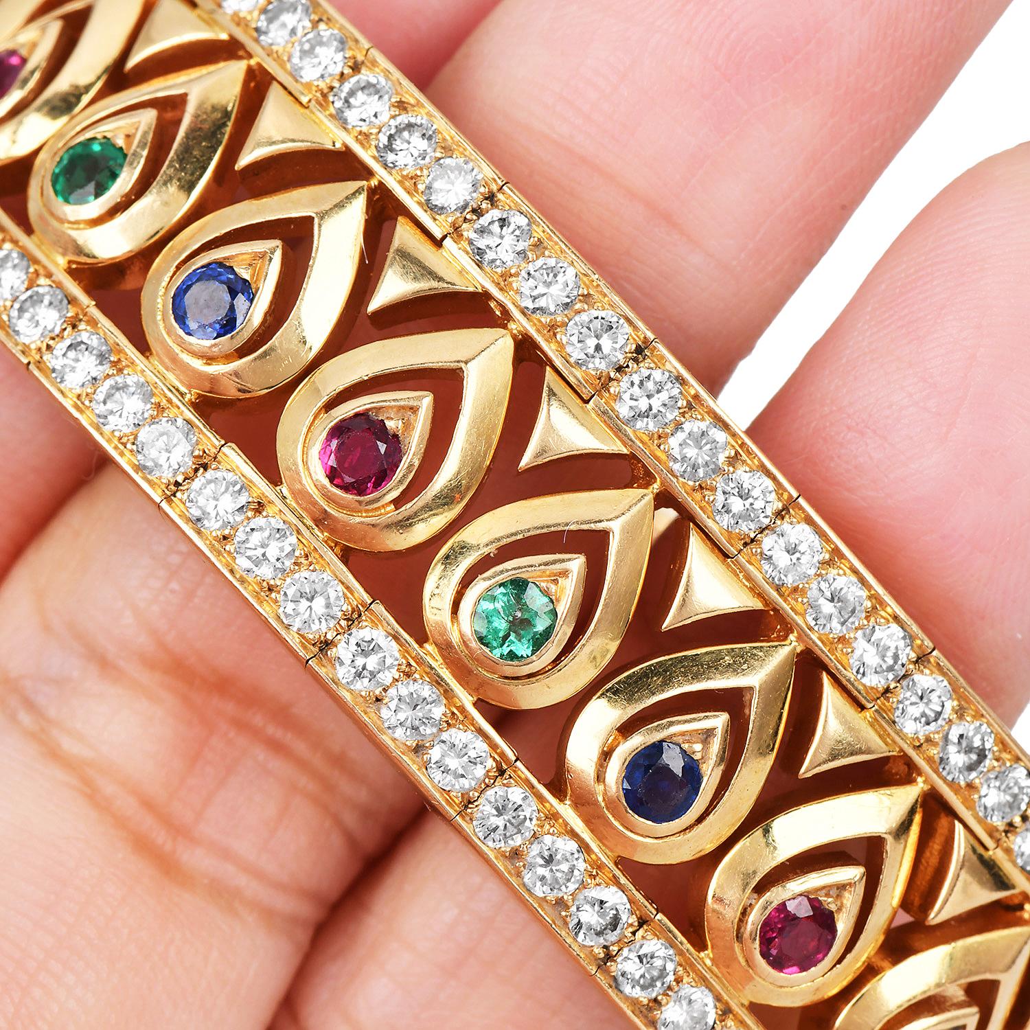 Cartier Tanjore Diamond Gemstone 18K  French Bangle Bracelet For Sale 2