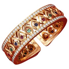 Cartier Tanjore Diamond Gemstone 18K  French Bangle Bracelet