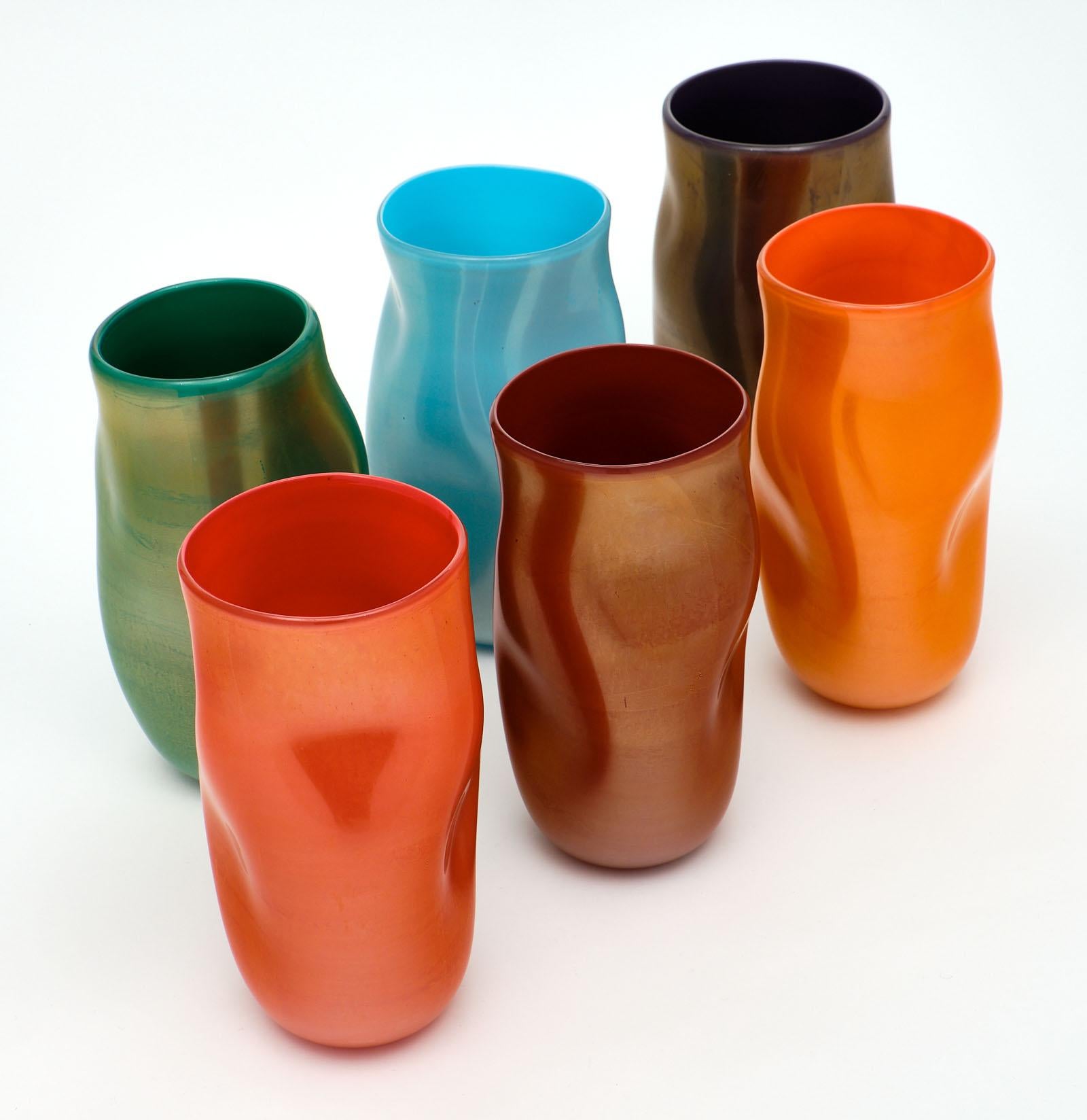 Italian “Cartoccio” Murano Glass Vases