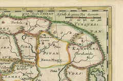 Cartographic Elegance of the Mughal Dominion in a Hand-Colored Antique Map, 1705