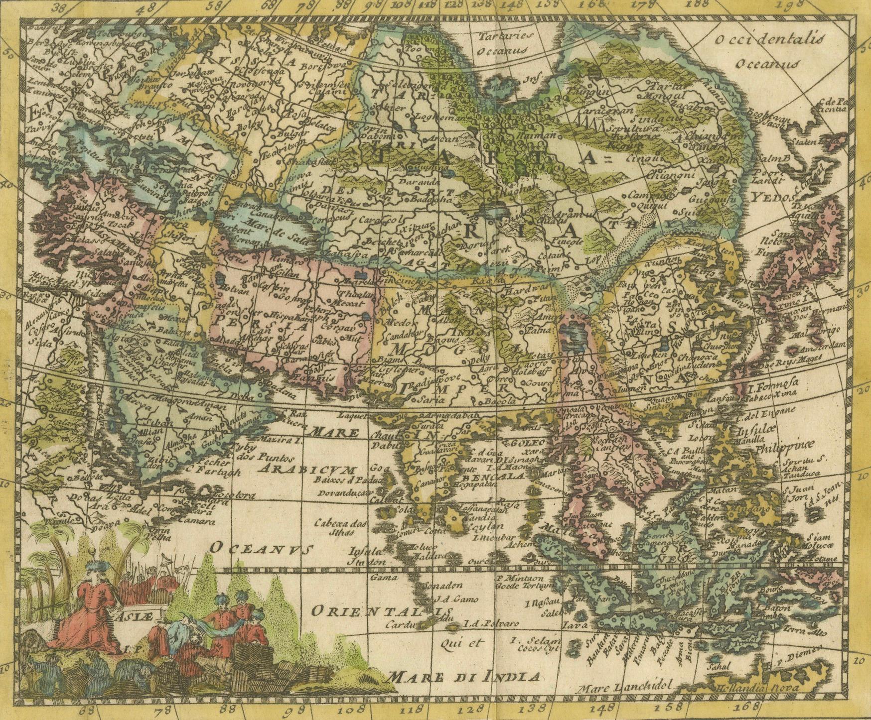 Cartographic Elegance: The Art and Science of 17th-Century Asian Maps, ca.1681 For Sale 2