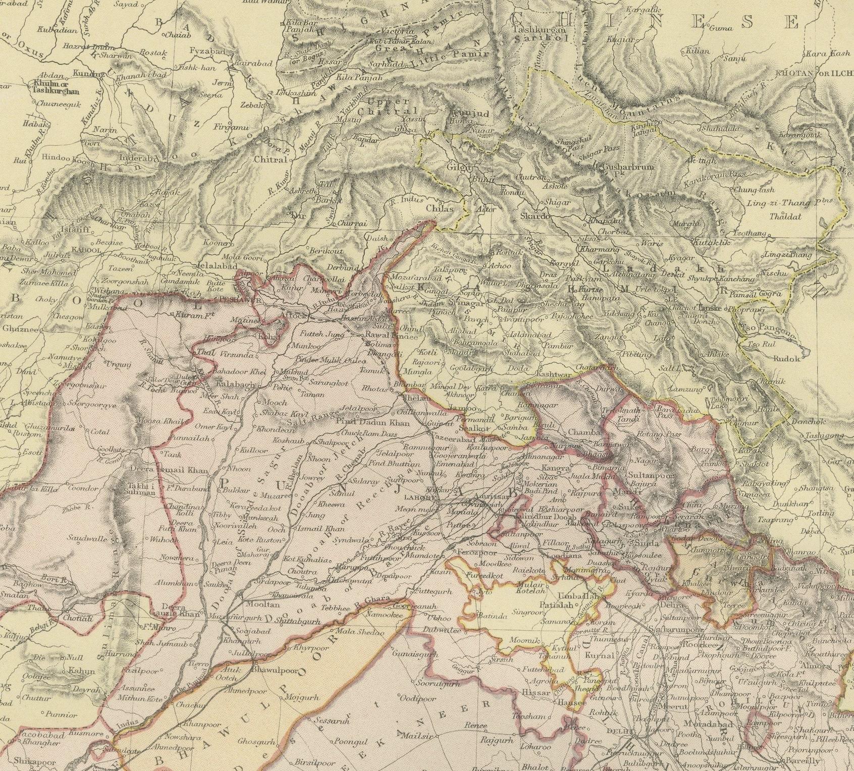 Papier Elegance cartographique : L'Atlas de l'Inde du British Raj, 1882 par Blackie and Son en vente