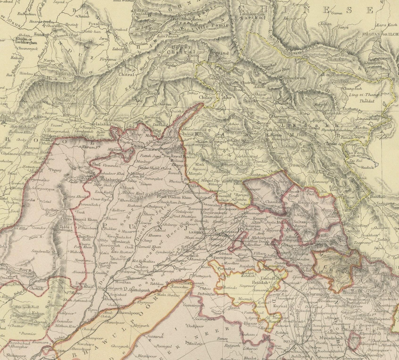 Cartographic Elegance: The British Raj's India, 1882 Atlas by Blackie and Son In Good Condition For Sale In Langweer, NL