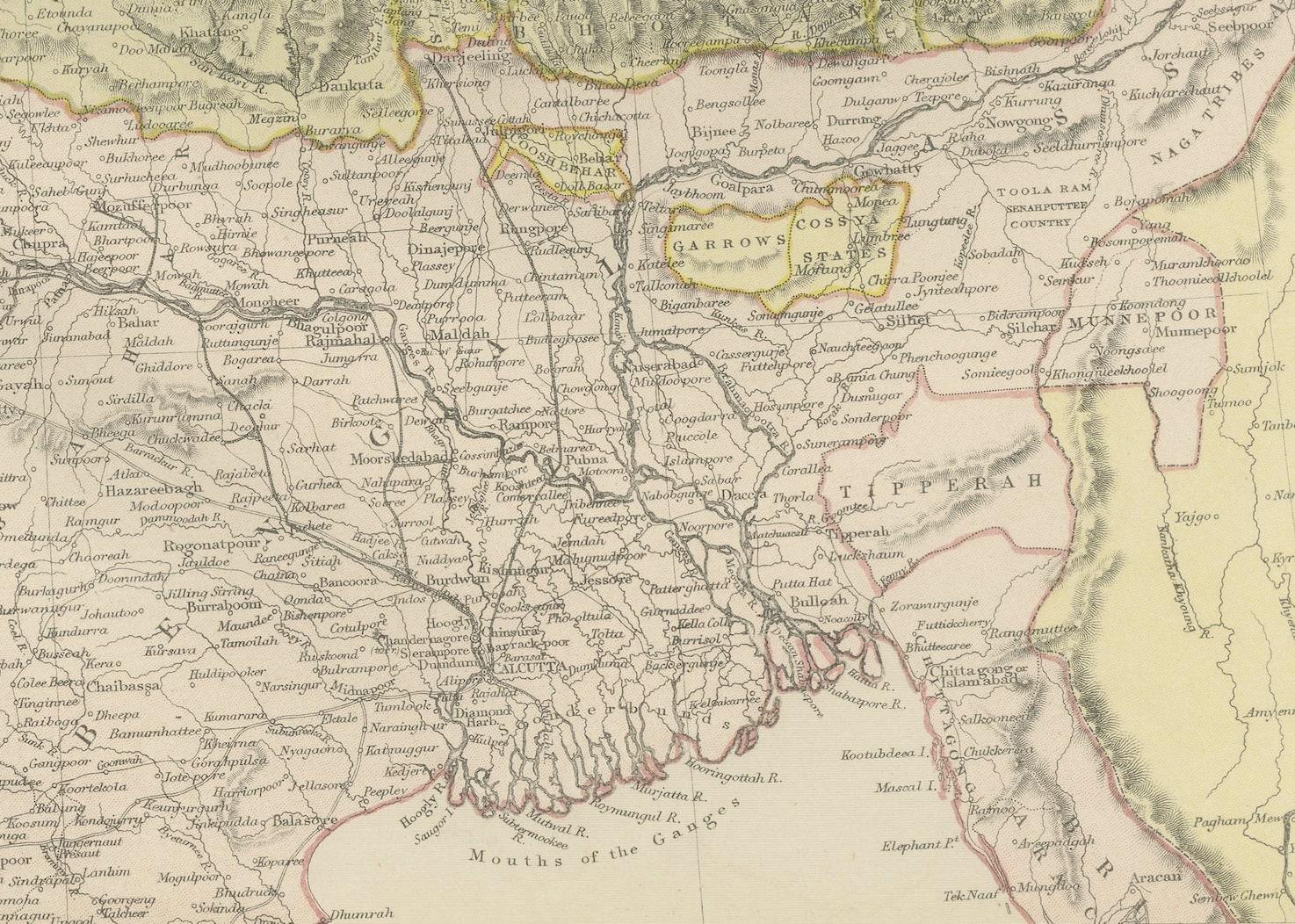 Late 19th Century Cartographic Elegance: The British Raj's India, 1882 Atlas by Blackie and Son For Sale