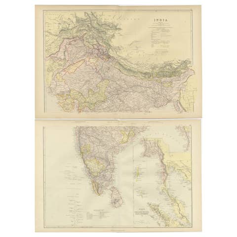 Cartographic Elegance: The British Raj's India, 1882 Atlas by Blackie and Son