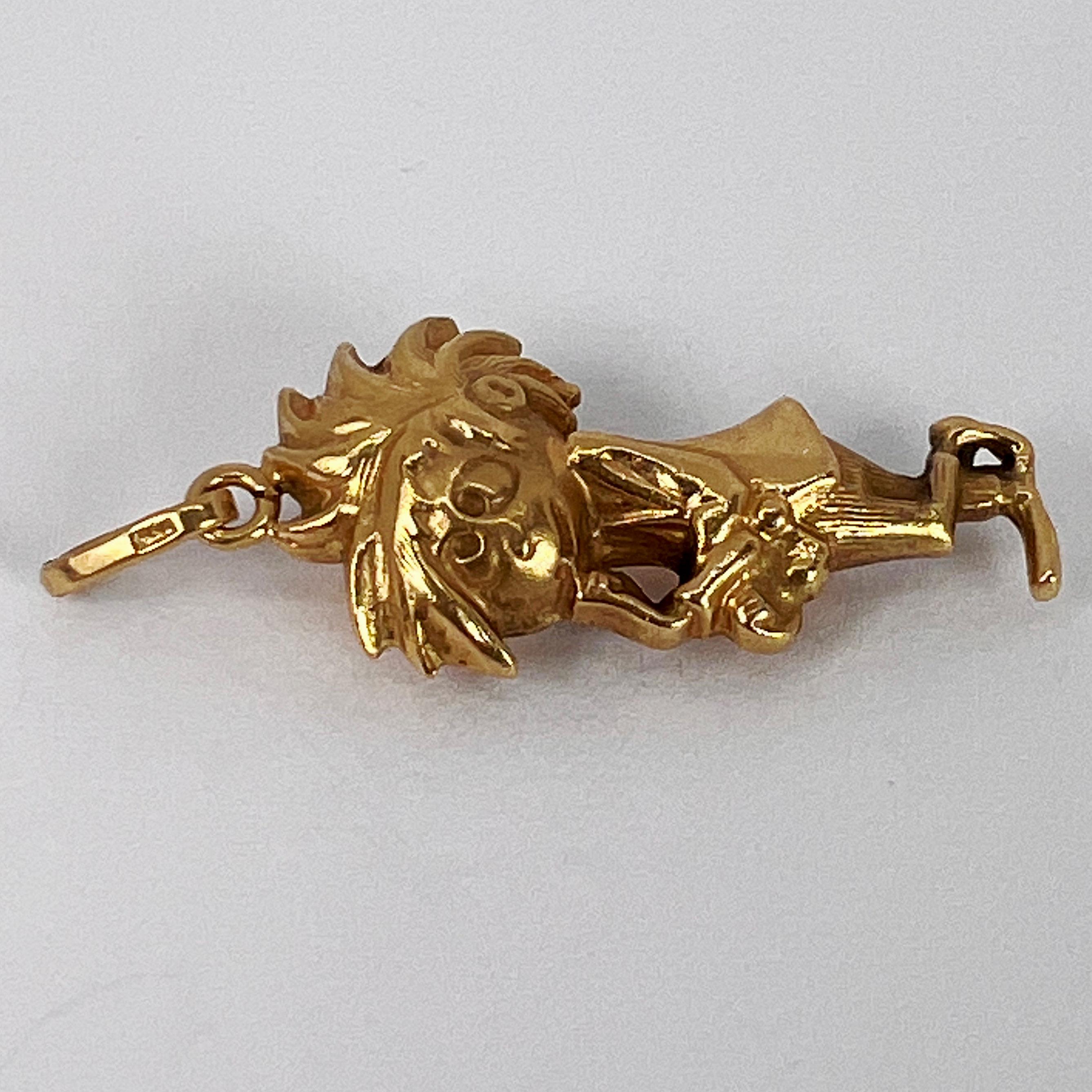 Cartoon Character 18K Yellow Gold Charm Pendant For Sale 5