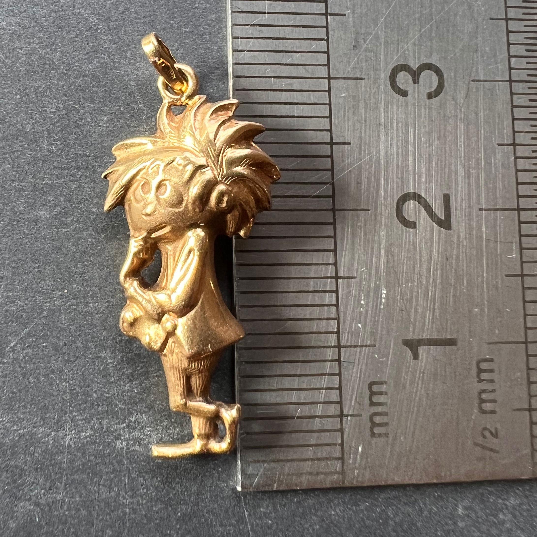 Cartoon Character 18K Yellow Gold Charm Pendant For Sale 2